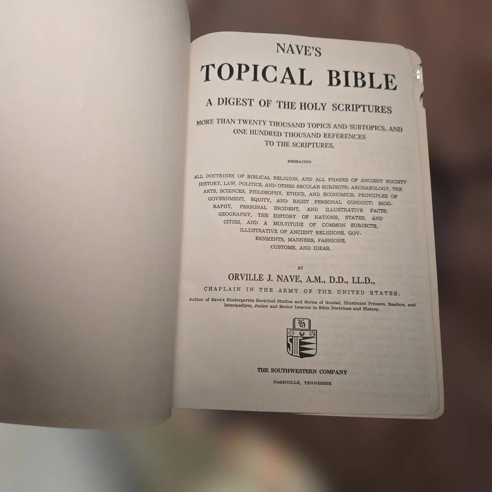 VTG 1976 Naves Topical‎ Bible Black Leather Thumb Index Holy Scripture Study GUC